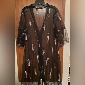 Embroidered Feather Coverup
